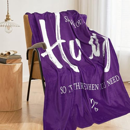 Get Well Gifts for Women, Healing Hug Purple Blanket 50"X60" | Inspirational Gifts for Women, Breast Care Gifts for Women, Thinking of You Feel Better Sympathy Gifts Throw Blanket - color: Purple-big Hug