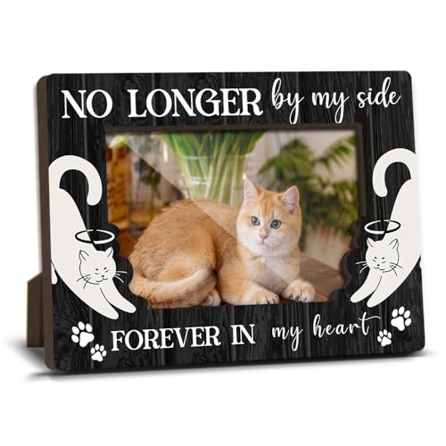 Cat Memorial Photo Frames Dog and Cat Loss Remembrance Gift Sympathy Keepsake for Pet Lovers Condolence Present for Pet Owner No Longer by my Side Forever in my Heart Picture Frames 4x6 Photo - YY006 - color: black cat02