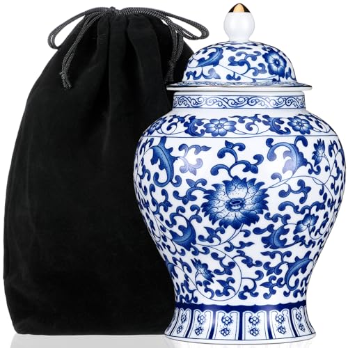 Small Blue Ceramic Cremation Urn for Adult Ashes Exotic Blue and White Porcelain Cremation Urn for Human Beautiful Ceramics Decorative for Pet Dog Cat Funeral Ashes