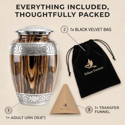 Urns for Human Ashes Adult Man – Cremation Urn for Ashes Adult Male, Large 200 Cu in Funeral Urn – Premium Memorial Urn to Lovingly Honor a Life & Legacy (Espresso Wood)