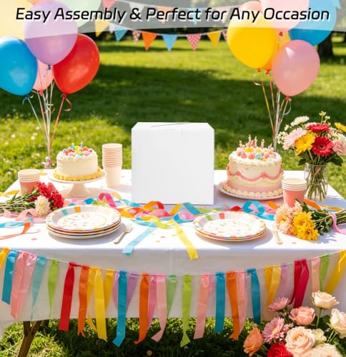 SietDESEO White Card Box with Slot Money Gift Card Box Holder for Party Wedding Reception Birthday Graduation Bridal Shower Baby Shower Diaper Raffle Box - color: WHITE CARD BOX, size: 7.8 X 7.8 X 7.8 INCH