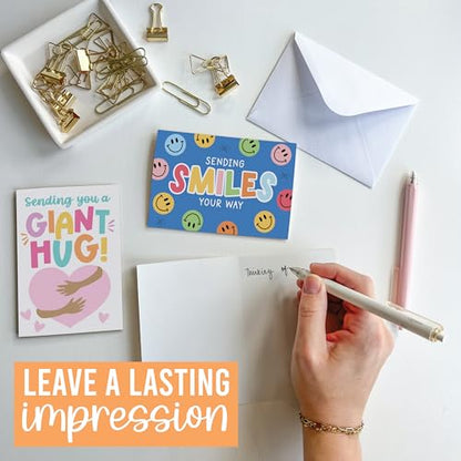 Hadley Designs Thinking of You Cards with Envelopes - 24 Hello Greeting Cards Thinking of You Card for Men & Women Bulk, Blank Encouragement Card for Kids, Just Because Cheerful Encouraging Notecards - style: Colorful Pastel