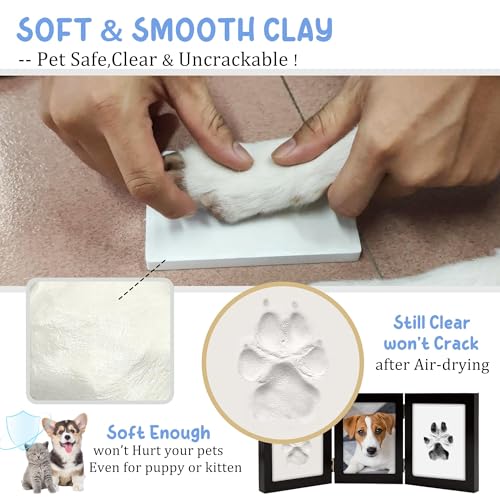 MYPAWLETS Paw Print Kit Keepsake,Ink&Clay Frame for Pet Pawprint,XL Black | Inkless Ink Pad,Soft Clay,Pet Safe,Mess-Free,Dog,Cat Paw Print Impression Kit,Nose Print,Memorial,DIY Gifts for Pet Owners - color: Extra Large-Black
