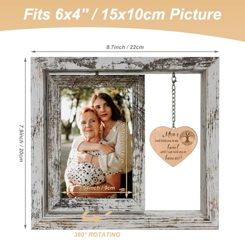 Rotating Mom Memorial Wood Frame Loss of Mother Sympathy Gift | Double 4x6 Photo Frame, Bereavement Condolences Remembrance Sorry for Your Loss Grief Keepsake - color: Loss of Mom
