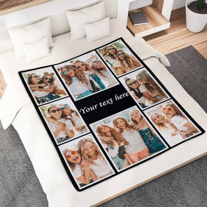 Newcos Personalized Photo and Text Blanket Custom 8 Pictures Flannel Blanket to Girl Sister My on Birthday Christmas Wedding Anniversary Souvenir - color: Pattern 10