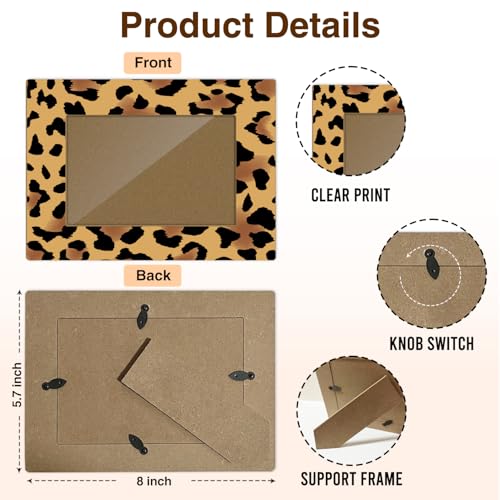 Leopard Print Print Picture Frame, Birthday Gifts for Women Girl Mom Friends, Leopard Wooden Picture Frame Fits 4x6 Inch Photo, Home Office Desktop Nightstand Display -031 - color: Leopard
