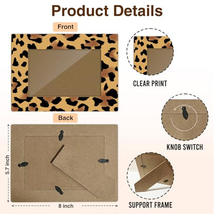 Leopard Print Print Picture Frame, Birthday Gifts for Women Girl Mom Friends, Leopard Wooden Picture Frame Fits 4x6 Inch Photo, Home Office Desktop Nightstand Display -031 - color: Leopard