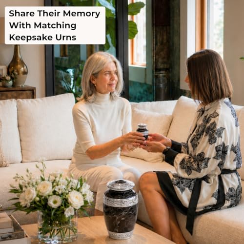GR8 Keepsakes Classic Black Marble-Finish Cremation Urn Set - color: Black