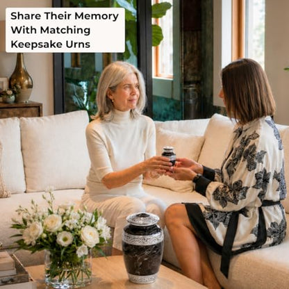 GR8 Keepsakes Classic Black Marble-Finish Cremation Urn Set - color: Black