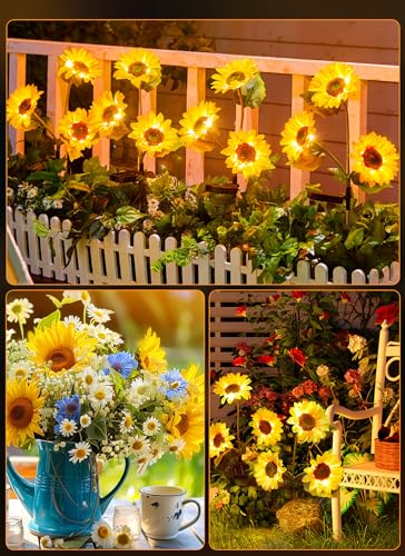 Brightown Solar Garden Lights, 4 Pack Sunflowers Flower Lights Waterproof - color: Sunflowers