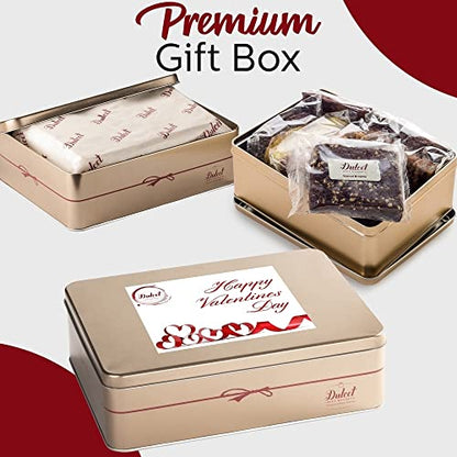 Dulcet Gift Baskets Classic Happy Valentine’s Day Baked Cookie & Brownie Gift Tin- Perfect Celebration Gift Card for Women, Her, Mom, Friends, Family, Daughter, Sister or Co-worker - style: Valentine's Day