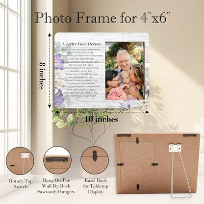 Memorial Picture Frame - In Loving Memory Wood Photo Frame, Sympathy & Bereavement Gifts for Loss of Mom, Dad & Grandparents - Funeral Remembrance Gift - A Letter From Heaven Frame - style: Memorial 04