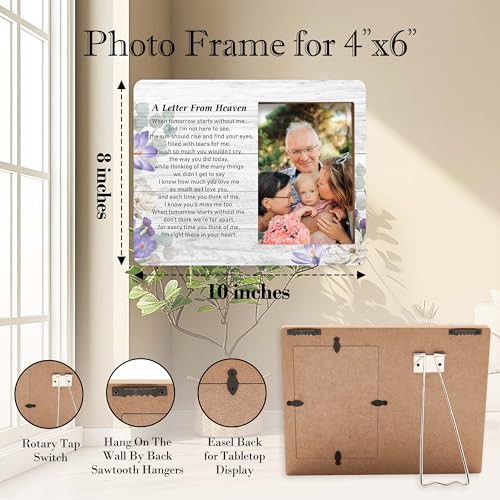 Memorial Picture Frame - In Loving Memory Wood Photo Frame, Sympathy & Bereavement Gifts for Loss of Mom, Dad & Grandparents - Funeral Remembrance Gift - A Letter From Heaven Frame - style: Memorial 04