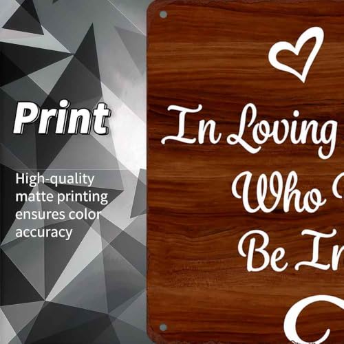 12X8in Aluminum In Loving Memory Wall Decor Sign | Rustic Wood Grain Printed Aluminum Memorial Sign For Home, Patio, Wedding, Funeral Remembrance Decor