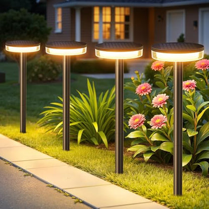 LETMY Solar Pathway Lights Outdoor, 6 Pack 2X Brighter Solar Lights Outdoor Waterproof, Taller Pathway Light with Larger Panel, Auto On/Off Up to 12Hrs Driveway Light for Yard Outside Patio Path Lawn - size: 6 Pack