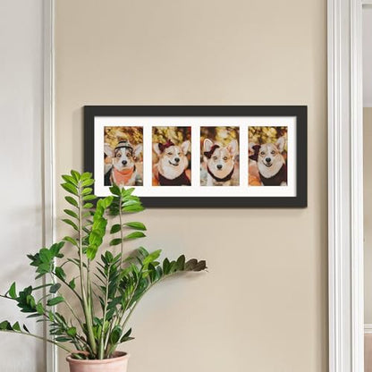 DUENPY 8x20 Collage Frame For 4 4x6 Photos Black - color: Black, size: 8x20（4x6 opening）