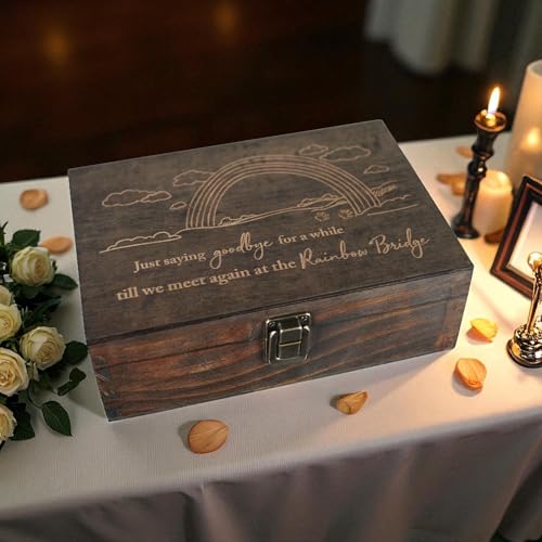 Pet Loss Gift, Engraved Wooden Memorial Memory Box for Dogs & Cats - size: Medium, style: Pet
