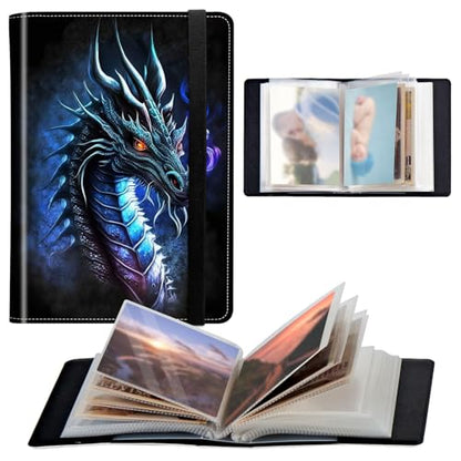 Photo Album 4x6 120 Pockets Photos with Elastic Band, Cute PU Leather Photo Books Small Mini Capacity Picture Album for Family Wedding Travel Anniversary Baby Vacation Pictures, Cool Dragon - color: Cool Dragon