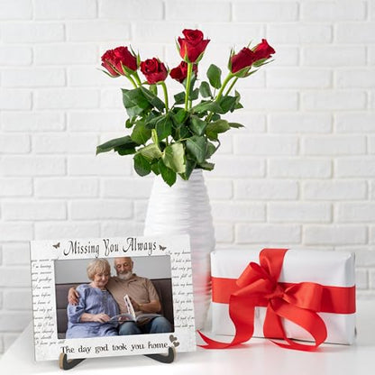 Memorial Photo Frame - Missing You Always - Wooden Tabletop Picture Frame With Stand, Sympathy Gifts For Loss Of Loved One, Bereavement Remembrance Gifts For Women -B39 - style: Missing You Always