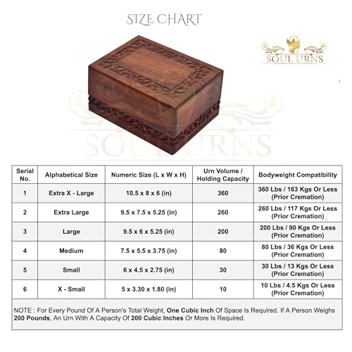 SOULURNS Border Engraved Wooden Urn for Human Ashes - Large Rosewood Cremation Urn for Adult Male or Female - Fits up to 200 lbs - Includes Premium Velvet Bag - size: Fits 200 Lbs