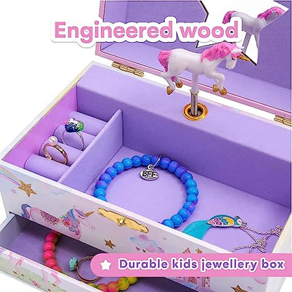 Jewelkeeper Girl's Musical Jewelry Box with Pullout Drawer - Woodland Owls Design Jewelry Storage Organizer for Kids - Twinkle Twinkle Little Star Tune - Jewelry Box for Girls