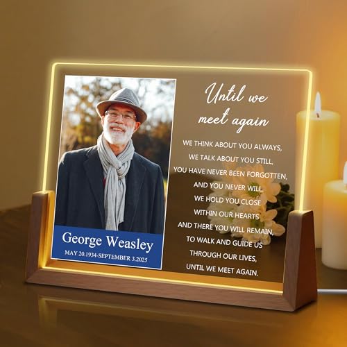 Custom Sympathy Gift for Loss of Loved One, Personalized Memorial Plaque Picture Frame, Customized Bereavement Remembrance Gifts LED Night Light, In Memory of Dad Mom Husband Wife Sister Friend - color: Memorial Picture Plaque 8