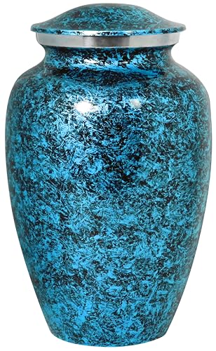 Alpha Living Home Cremation Urn for Human Ashes, Blue, Adult - color: Dark Blue/Silver/Black, size: Classic Marble 11"H x 6"W