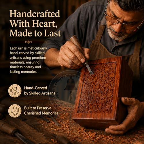 Artisans Crafted Premium Rosewood Decorative Hand Carved Wooden Urns | Carved with Precision | Memorial Wooden Urns for Loved Ones | Nagina International (X-Small) - size: X-Small