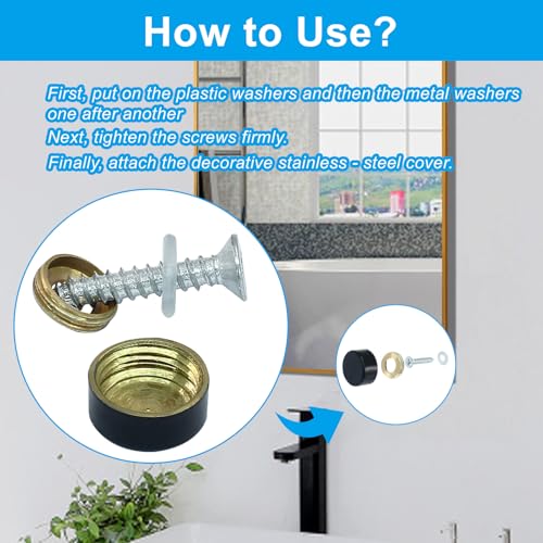 12 Pack 10mm Decorative Mirror Screws, Black - size: 10mm-12 Pack-Black
