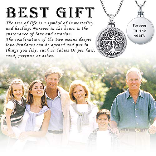 Aniu S925 Sterling Silver Urn Necklace Cremation Jewelry for Ashes - color: Tree of Life-G