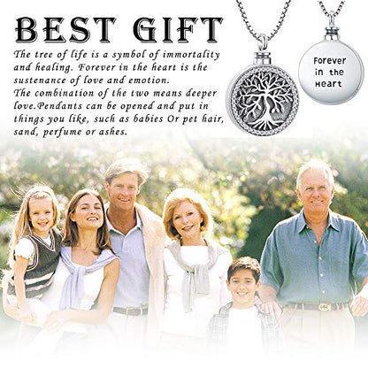 Aniu S925 Sterling Silver Urn Necklace Cremation Jewelry for Ashes - color: Tree of Life-G