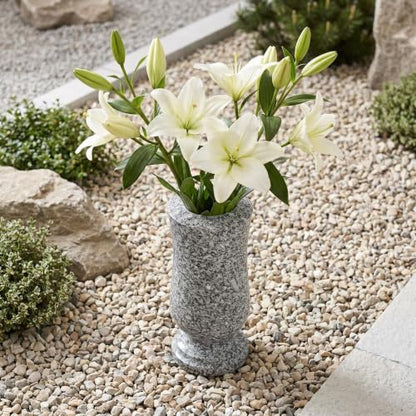 Granite Cemetery Vase for Grave Heavy 9.2 Lbs Windproof 3 Inch Opening