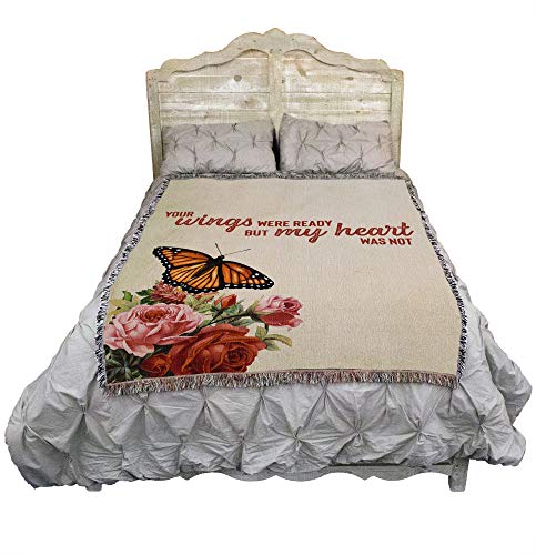 Pure Country Weavers Your Wings were Ready But My Heart was Not Blanket - Sympathy Bereavement Gift Tapestry Throw Woven from Cotton - Made in the USA (72x54) - color: Wings Butterfly, size: 72" x 54"