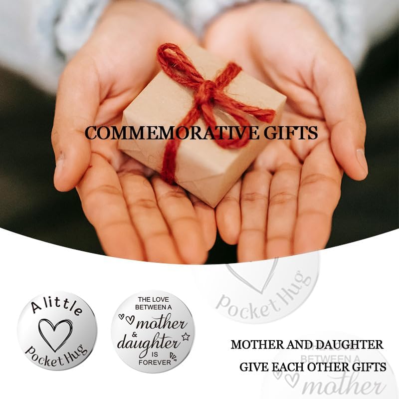 Pocket Hug Token for Women Men Him Birthday Inspirational Gifts for Daughter Friend Long Distance Gifts for Wife Mom - color: Mother & Daughter
