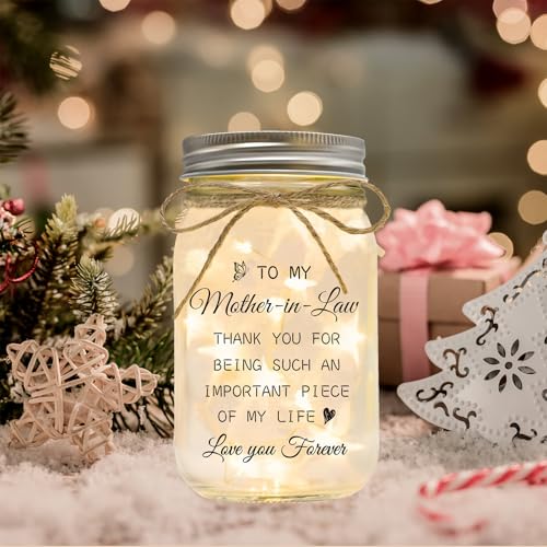 Mother in Law Birthday Gifts, Mason Jar Night Lights | Mothers Day Christmas Day Gifts for Mother in Law, Mother of The Groom Gifts - color: Mother-in-Law