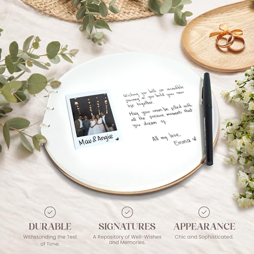 Mikito Elegant Wedding Guest Book – Ideal Baby Shower Guest Book, Memorable for Birthdays & Graduations – Classic Guestbook for Wedding Celebrations - Polaroid Guest Book - style: Classic Guestbook