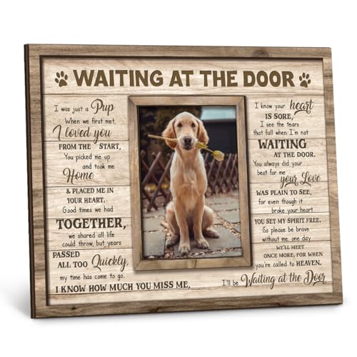 Dog Memorial Wooden Frame - Pet Photo Frame 8''x10'' with Meaningful Quote, in Loving Memory of Pup - Dog Loss Bereavement Keepsake, Wall Hanging, Table Decor - Sympathy Gifts for Pet Lover - color: Beige