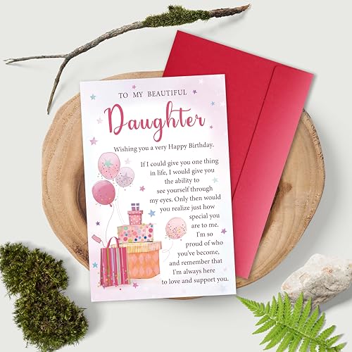 Birthday Card for Daughter from Mom or Dad, Happy Birthday Card Gift for Adult Daughter Her, Heartfelt Love and Encouragement Greeting - color: Daughter
