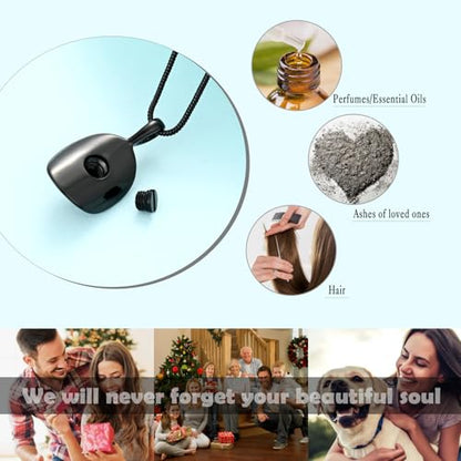 Hearbeingt Cowboy Hat Urn Necklace for Ashes Cremation Jewelry - color: Black