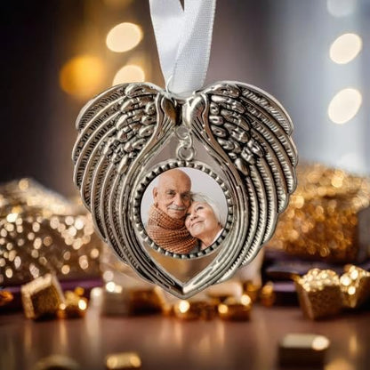 Angel Ornaments for Christmas Tree Personalized Remembrance Picture Outdoor Metal Frames Memorial Angel Mini in Heaven Decorations Holiday Crafts Gifts for Women Friendship Home Mom 2PCS