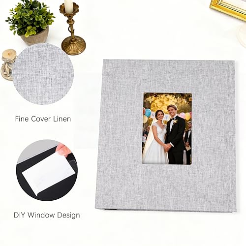 Aevdor 5x7 Photo Album, Holds 320 Photos, Linen Cover, Grey | Fits 5x7 Photos, Postcards & Artwork, Family & Wedding Albums, Baby & Travel Memories - color: Grey