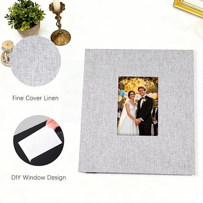 Aevdor 5x7 Photo Album, Holds 320 Photos, Linen Cover, Grey | Fits 5x7 Photos, Postcards & Artwork, Family & Wedding Albums, Baby & Travel Memories - color: Grey