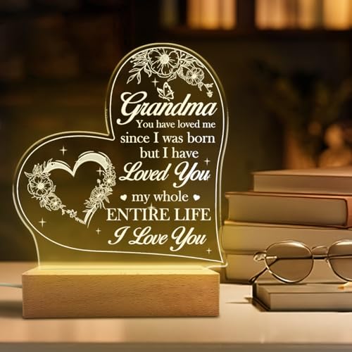 SANDJEST Acrylic Night Light Gifts for Grandmother, Sentimental Gifts for Grandma Nana Mimi on Birthday Christmas Valentines - color: Grandma