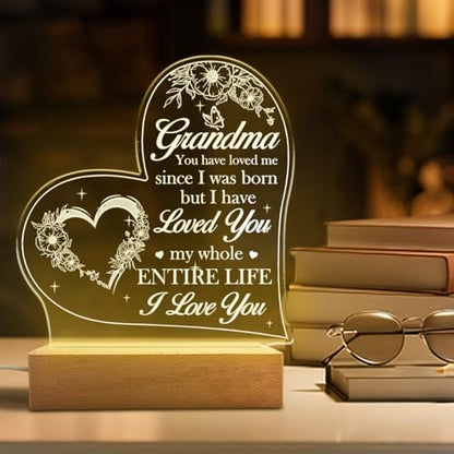 SANDJEST Acrylic Night Light Gifts for Grandmother, Sentimental Gifts for Grandma Nana Mimi on Birthday Christmas Valentines - color: Grandma