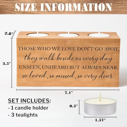 Sympathy Bereavement Gift for Loss of Loved One - Memorial Candle Holders - Handcrafted Wooden Keepsake with Poem - Condolence for Loss of Mother, Father (WE Love) - color: We Love