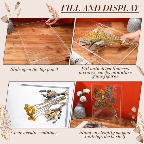 Barydat 2 Pcs 11'' x 14'' Acrylic Shadow Boxes Display Cases, Shadow Box DIY Frame Clear Acrylic Display Cases Wedding Memory Dried Flower Container Picture Photo Frame for Valentine Day Wedding - size: 11 x 14''