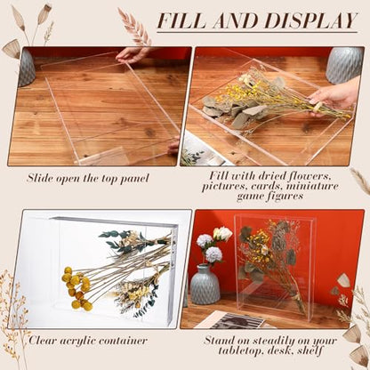 Barydat 2 Pcs 11'' x 14'' Acrylic Shadow Boxes Display Cases, Shadow Box DIY Frame Clear Acrylic Display Cases Wedding Memory Dried Flower Container Picture Photo Frame for Valentine Day Wedding - size: 11 x 14''