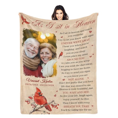 Personalized Memorial Blankets with Photos, in Memory of Loved One Gifts, Sympathy Bereavement Cardinal Blanket for Loss of Mom Dad Grandma Husband Son Daughter - color: New Arrivals-6