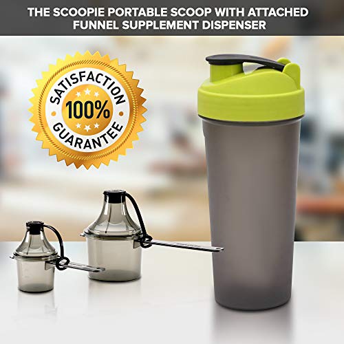 Supplement Container, Scoop, and Funnel System for Pre Workout Powder, Spill Proof Holder Dispenser, Gym and Shaker Bottle Travel Accessory, PACK OF 2, WHITE - color: White