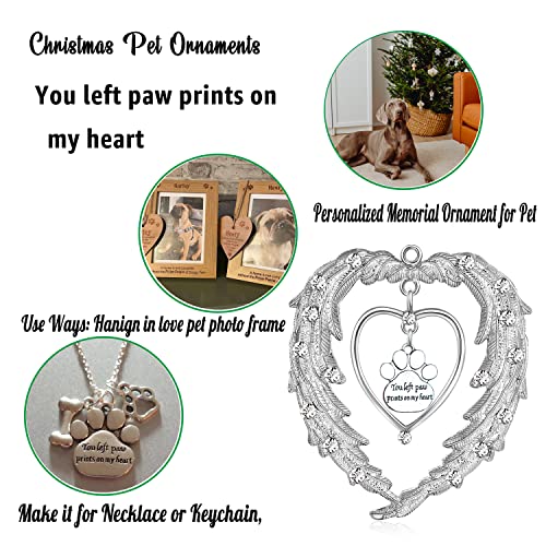 Pet Memorial Christmas Ornaments, Angel Wings Dog Remembrance Gift, Pet Memorial Gifts for Loss of Dog,Pet Bereavement Sympathy Gift, Xmas Tree Hanging Decorative Keepsake Frame Decor Pendant